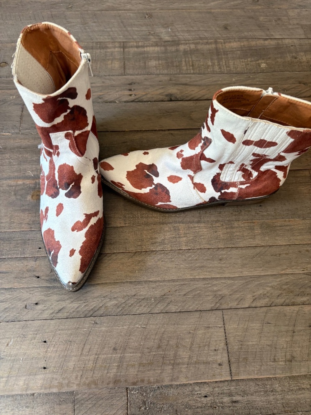 Arider Girl Fancy Western Cow Print Ankle Boots, 8.5